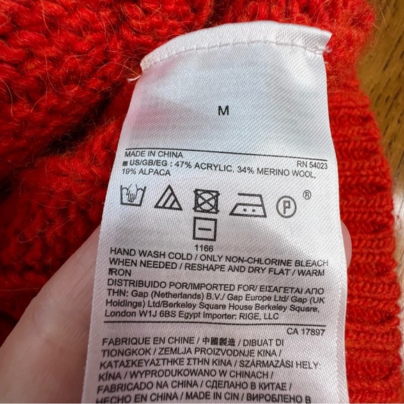 ⭐️ Banana Republic Cable Knit Sweater Orange Pullover Wool Alpaca Blend MEDIUM - Picture 7 of 12